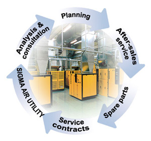 Analysis & Consultation, Planning, Ater-sales service, Spare parts, Service contracts, Sigma Air Utility